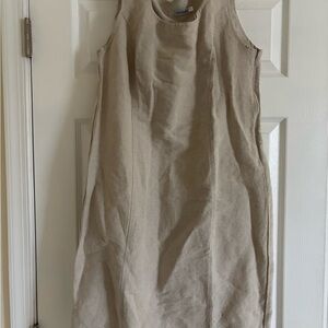 Pure Linen Sleeveless Midi Dress